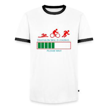 Triathlon Natation Bike Run - T-shirt contrasté Homme - blanc/noir - Devant - AI Model Female 172 light (172cm) & AI Model Male 178 dark (178cm)