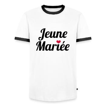 Jeune Mariée - T-shirt contrasté Homme - blanc/noir - Devant - AI Model Female 172 light (172cm) & AI Model Male 178 dark (178cm)