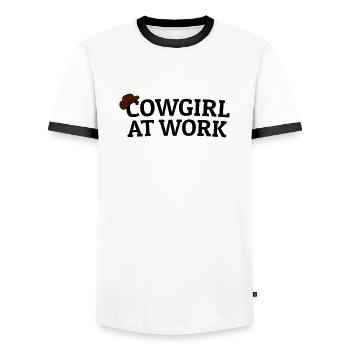 Cowgirls at work - Men's Ringer Shirt - white/black - Front - AI Model Female 172 light (172cm) & AI Model Male 178 dark (178cm)
