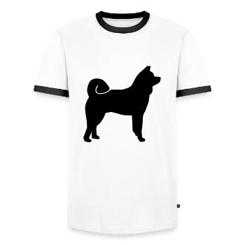 Akita - T-shirt contrasté Homme - blanc/noir - Devant - AI Model Female 172 light (172cm) & AI Model Male 178 dark (178cm)