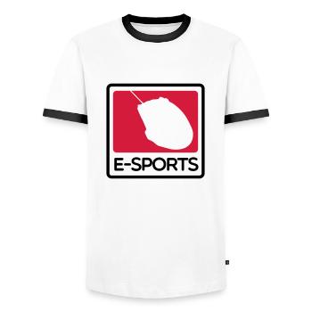 e-sports - Men's Ringer Shirt - white/black - Front - AI Model Female 172 light (172cm) & AI Model Male 178 dark (178cm)