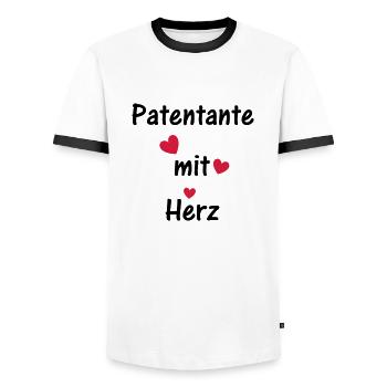 Patentante mit Herz - Männer Kontrast-T-Shirt - Weiß/Schwarz - Vorne - AI Model Female 172 light (172cm) & AI Model Male 178 dark (178cm)
