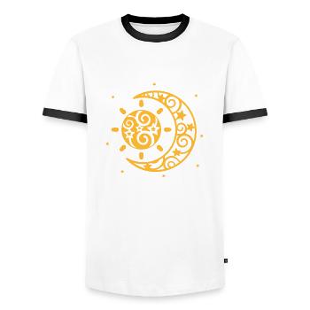 Sun, moon and stars - Men's Ringer Shirt - white/black - Front - AI Model Female 172 light (172cm) & AI Model Male 178 dark (178cm)