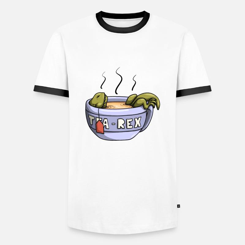 Tea-Rex - Männer Kontrast-T-Shirt - Weiß/Schwarz