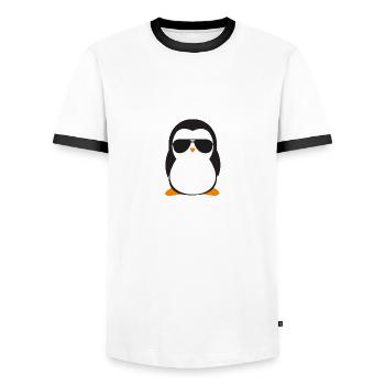 Cool penguin with sunglasses - Men's Ringer Shirt - white/black - Front - AI Model Female 172 light (172cm) & AI Model Male 178 dark (178cm)