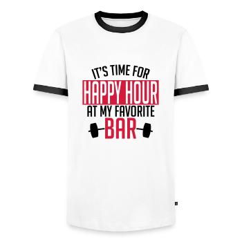 it's time for happy hour at my favorite bar A 2c - T-shirt contrasté Homme - blanc/noir - Devant - AI Model Female 172 light (172cm) & AI Model Male 178 dark (178cm)