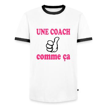 Une coach comme ça - Männer Kontrast-T-Shirt - Weiß/Schwarz - Vorne - AI Model Female 172 light (172cm) & AI Model Male 178 dark (178cm)