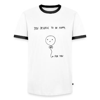 Partenaire d'amitié - T-shirt contrasté Homme - blanc/noir - Devant - AI Model Female 172 light (172cm) & AI Model Male 178 dark (178cm)
