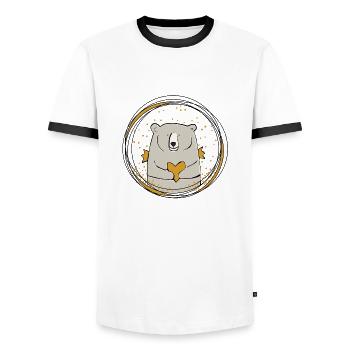 Heart Bear - Men's Ringer Shirt - white/black - Front - AI Model Female 172 light (172cm) & AI Model Male 178 dark (178cm)