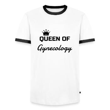 Gynecologist Gynécologue Gynäkologe Médecine - Men's Ringer Shirt - white/black - Front - AI Model Female 172 light (172cm) & AI Model Male 178 dark (178cm)