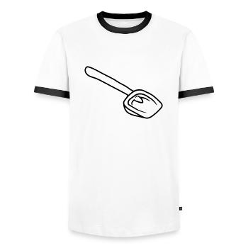Contour version yellow shovel sandbox toy - Men's Ringer Shirt - white/black - Front - AI Model Female 172 light (172cm) & AI Model Male 178 dark (178cm)