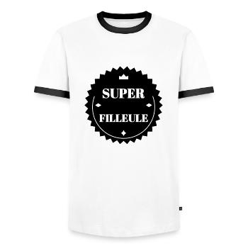 Goddaughter Patentochter Filleule Baby Family - Men's Ringer Shirt - white/black - Front - AI Model Female 172 light (172cm) & AI Model Male 178 dark (178cm)
