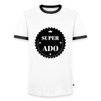 Teenager Teen Ado Jugendlicher Kid Enfant Kind - Men's Ringer Shirt - white/black - Front - AI Model Female 172 light (172cm) & AI Model Male 178 dark (178cm)