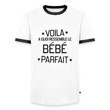 bébé / naissance / garçon / fille / maman - T-shirt contrasté Homme - blanc/noir - Devant - AI Model Female 172 light (172cm) & AI Model Male 178 dark (178cm)