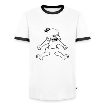 cri en colère pleurer hurlement en colère flamboya - T-shirt contrasté Homme - blanc/noir - Devant - AI Model Female 172 light (172cm) & AI Model Male 178 dark (178cm)