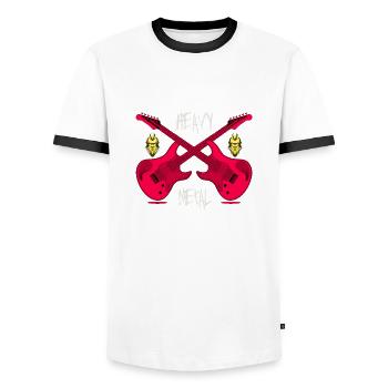 HEAVY METAL ! - T-shirt contrasté Homme - blanc/noir - Devant - AI Model Female 172 light (172cm) & AI Model Male 178 dark (178cm)