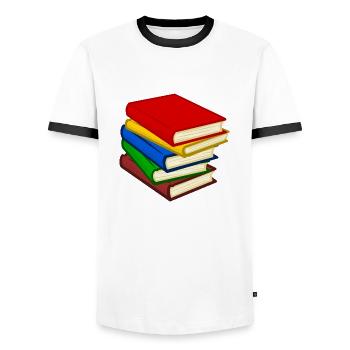 books coloured - T-shirt contrasté Homme - blanc/noir - Devant - AI Model Female 172 light (172cm) & AI Model Male 178 dark (178cm)