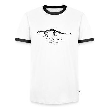 Ankylosaurus - Men's Ringer Shirt - white/black - Front - AI Model Female 172 light (172cm) & AI Model Male 178 dark (178cm)