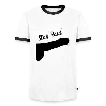 dick stay hard - Männer Kontrast-T-Shirt - Weiß/Schwarz - Vorne - AI Model Female 172 light (172cm) & AI Model Male 178 dark (178cm)