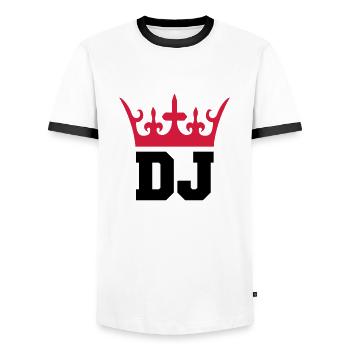 dj_king_002 - T-shirt contrasté Homme - blanc/noir - Devant - AI Model Female 172 light (172cm) & AI Model Male 178 dark (178cm)