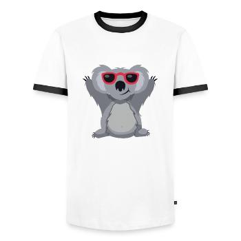 Koala with glasses fun cute animal sunglasses - Men's Ringer Shirt - white/black - Front - AI Model Female 172 light (172cm) & AI Model Male 178 dark (178cm)