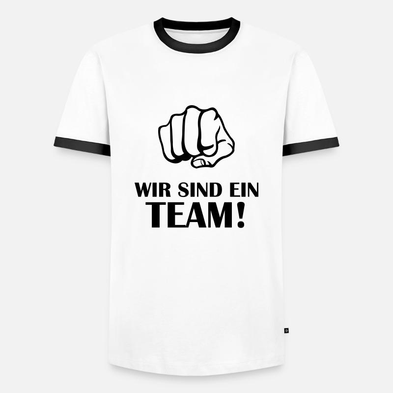 faust_wir_sind_ein_team - Männer Kontrast-T-Shirt - Weiß/Schwarz