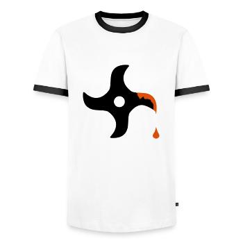 ninja - Men's Ringer Shirt - white/black - Front - AI Model Female 172 light (172cm) & AI Model Male 178 dark (178cm)