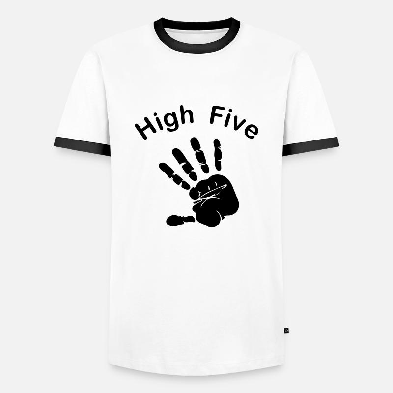 High Five - Männer Kontrast-T-Shirt - Weiß/Schwarz