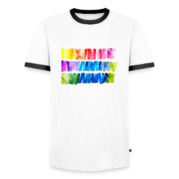 Aquarell Regenbogen Flagge Banner - Männer Kontrast-T-Shirt - Weiß/Schwarz - Vorne - AI Model Female 172 light (172cm) & AI Model Male 178 dark (178cm)