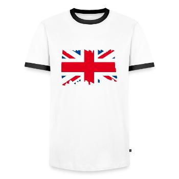 Great Britain National Flag - brush - Men's Ringer Shirt - white/black - Front - AI Model Female 172 light (172cm) & AI Model Male 178 dark (178cm)