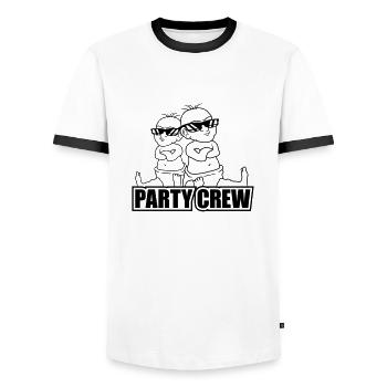 Logo Party Crew 2 Cool Babies Team Friends Brothers - T-shirt contrasté Homme - blanc/noir - Devant - AI Model Female 172 light (172cm) & AI Model Male 178 dark (178cm)