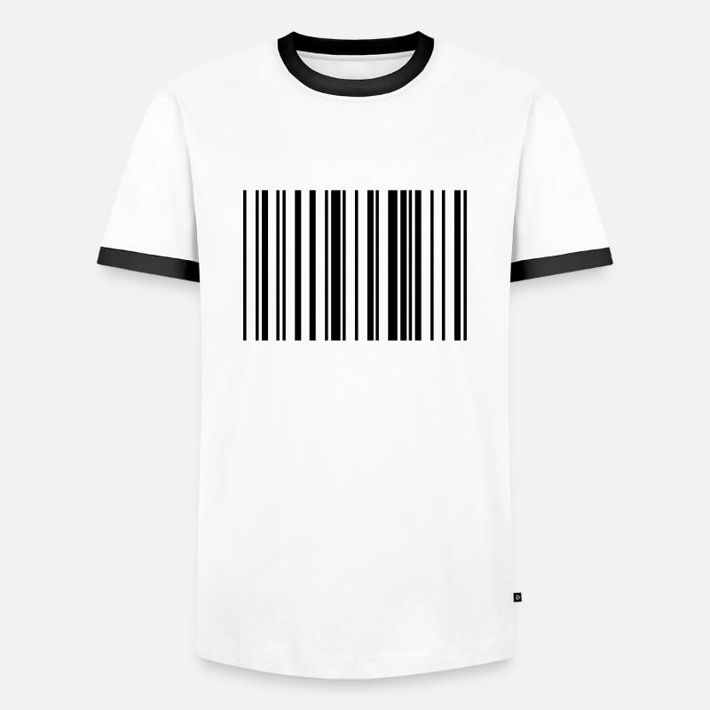 Striped barcode code strip - Men's Ringer Shirt - white/black