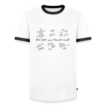 Favorite mood - Men's Ringer Shirt - white/black - Front - AI Model Female 172 light (172cm) & AI Model Male 178 dark (178cm)