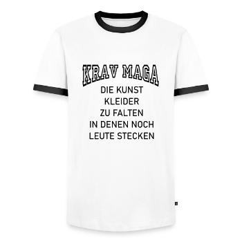 Krav Maga - T-shirt contrasté Homme - blanc/noir - Devant - AI Model Female 172 light (172cm) & AI Model Male 178 dark (178cm)