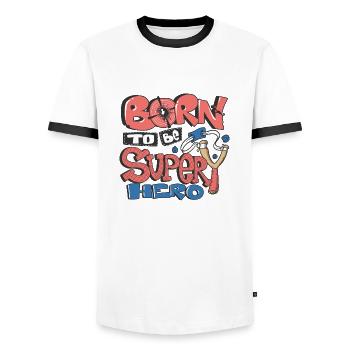 Born to be super hero Geschenkidee - Männer Kontrast-T-Shirt - Weiß/Schwarz - Vorne - AI Model Female 172 light (172cm) & AI Model Male 178 dark (178cm)