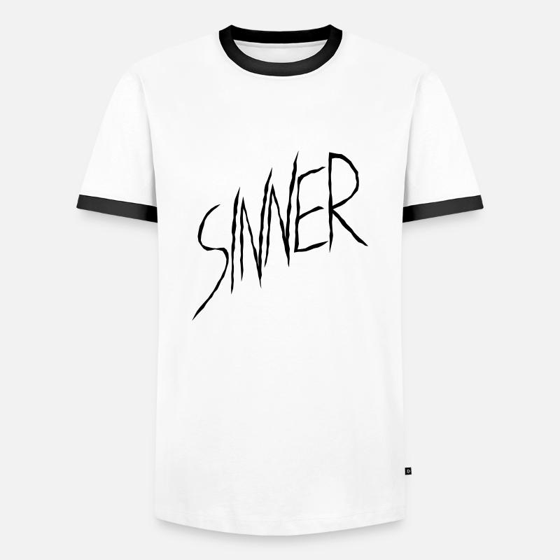 Sinner text design - Men's Ringer Shirt - white/black