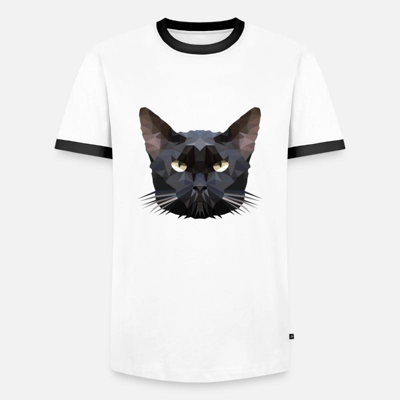 Cat head polygon cat - Men's Ringer Shirt - white/black