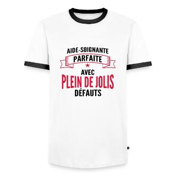 aide soignante parfaite - T-shirt contrasté Homme - blanc/noir - Devant - AI Model Female 172 light (172cm) & AI Model Male 178 dark (178cm)