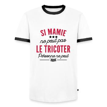 si mamie ne peut pas le tricoter personne ne peut - T-shirt contrasté Homme - blanc/noir - Devant - AI Model Female 172 light (172cm) & AI Model Male 178 dark (178cm)