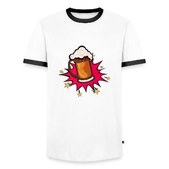 beer explosion bubble star foam alcohol binouze - Men's Ringer Shirt - white/black - Front - AI Model Female 172 light (172cm) & AI Model Male 178 dark (178cm)