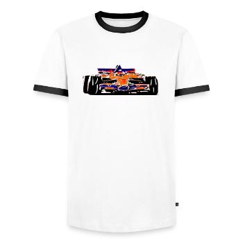 Voiture de course - T-shirt contrasté Homme - blanc/noir - Devant - AI Model Female 172 light (172cm) & AI Model Male 178 dark (178cm)