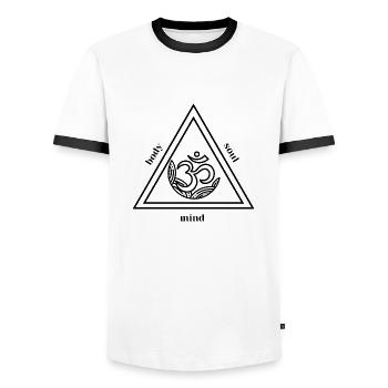 Body Mind Soul - Männer Kontrast-T-Shirt - Weiß/Schwarz - Vorne - AI Model Female 172 light (172cm) & AI Model Male 178 dark (178cm)