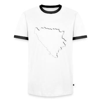 Bosnia map as an outline - Men's Ringer Shirt - white/black - Front - AI Model Female 172 light (172cm) & AI Model Male 178 dark (178cm)