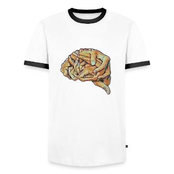 Cerveau artistique - T-shirt contrasté Homme - blanc/noir - Devant - AI Model Female 172 light (172cm) & AI Model Male 178 dark (178cm)