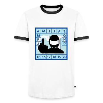 contrôle technique moto - T-shirt contrasté Homme - blanc/noir - Devant - AI Model Female 172 light (172cm) & AI Model Male 178 dark (178cm)