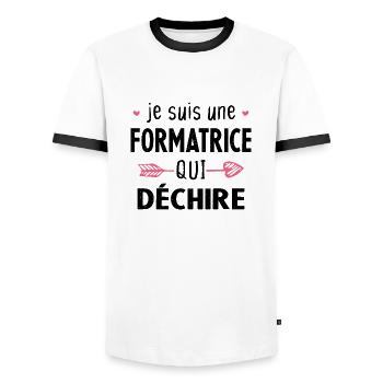 Je Suis Une Formatrice Qui Déchire Cadeau Drôle - T-shirt contrasté Homme - blanc/noir - Devant - AI Model Female 172 light (172cm) & AI Model Male 178 dark (178cm)