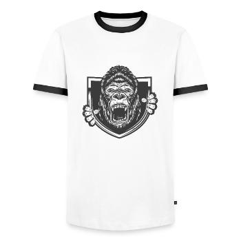 Gorille fou - T-shirt contrasté Homme - blanc/noir - Devant - AI Model Female 172 light (172cm) & AI Model Male 178 dark (178cm)