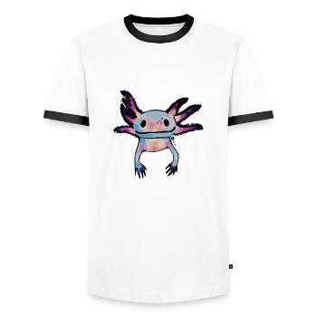 axolotl - Men's Ringer Shirt - white/black - Front - AI Model Female 172 light (172cm) & AI Model Male 178 dark (178cm)