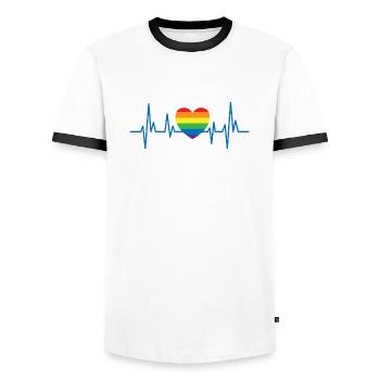 Puls Pride Transgenre LGBT Droits cadeaux - T-shirt contrasté Homme - blanc/noir - Devant - AI Model Female 172 light (172cm) & AI Model Male 178 dark (178cm)