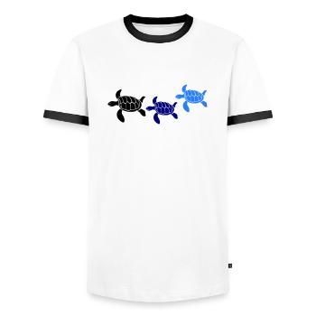 tortoises - Men's Ringer Shirt - white/black - Front - AI Model Female 172 light (172cm) & AI Model Male 178 dark (178cm)